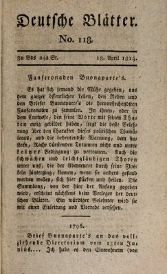 Deutsche Blätter Montag 18. April 1814