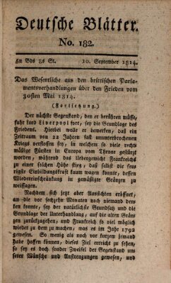 Deutsche Blätter Samstag 10. September 1814