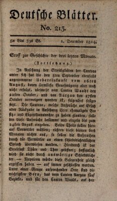 Deutsche Blätter Donnerstag 1. Dezember 1814