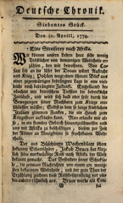 Deutsche Chronik Donnerstag 21. April 1774