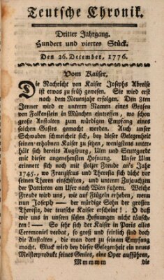 Deutsche Chronik Donnerstag 26. Dezember 1776