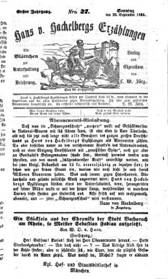 Hans von Hackelberg's Erzählungen Sonntag 28. September 1862