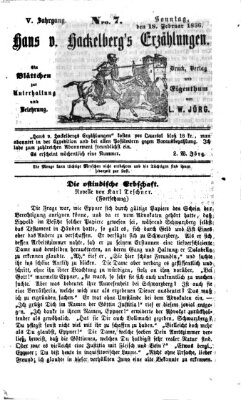 Hans von Hackelberg's Erzählungen Sonntag 18. Februar 1866