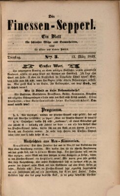 Der Finessen-Sepperl Dienstag 13. März 1849