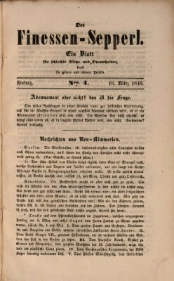 Der Finessen-Sepperl Freitag 16. März 1849