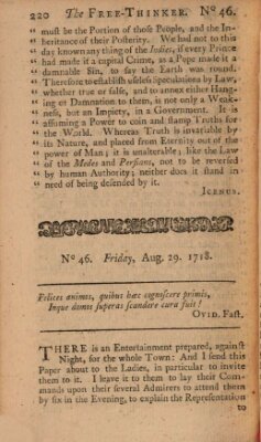 The free thinker or essays of wit and humour Montag 29. August 1718