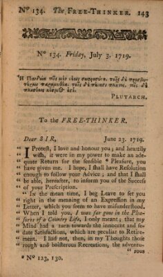 The free thinker or essays of wit and humour Montag 3. Juli 1719