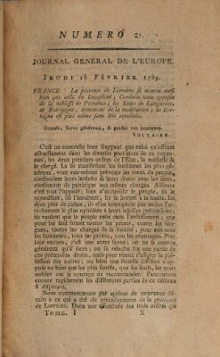 Journal général de l'Europe ou Mercure national et étranger Montag 16. Februar 1789