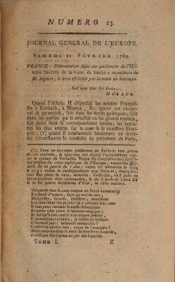 Journal général de l'Europe ou Mercure national et étranger Samstag 21. Februar 1789