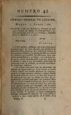 Journal général de l'Europe ou Mercure national et étranger Dienstag 7. April 1789
