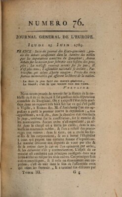 Journal général de l'Europe ou Mercure national et étranger Donnerstag 25. Juni 1789