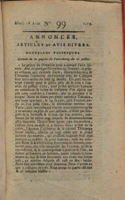 Journal général de l'Europe ou Mercure national et étranger Dienstag 18. August 1789