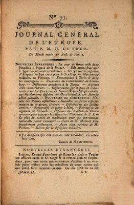 Journal général de l'Europe ou Mercure national et étranger Dienstag 30. August 1791