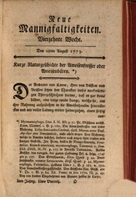 Neue Mannigfaltigkeiten (Neueste Mannigfaltigkeiten) Samstag 28. August 1773