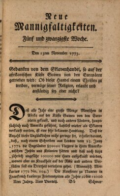 Neue Mannigfaltigkeiten (Neueste Mannigfaltigkeiten) Samstag 13. November 1773
