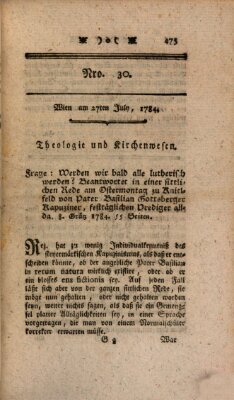 K.K. allerg. privil. Realzeitung der Wissenschaften und Künste Dienstag 27. Juli 1784
