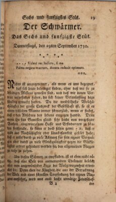 Der Schwärmer oder Herumstreifer (The rambler) Dienstag 29. September 1750