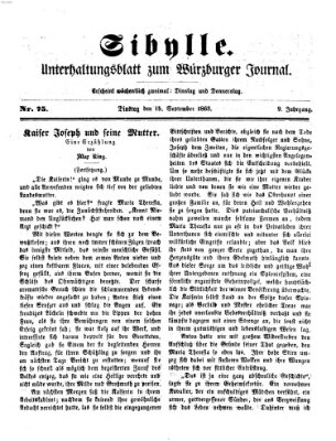 Sibylle (Würzburger Journal) Dienstag 15. September 1863
