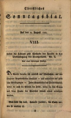 Christliches Sonntagsblatt Sonntag 25. August 1793