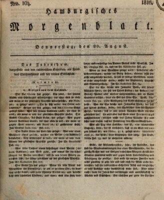 Hamburgisches Morgenblatt Donnerstag 29. August 1816