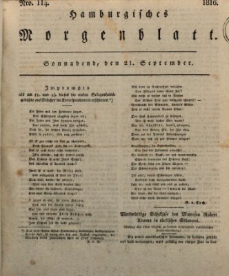 Hamburgisches Morgenblatt Samstag 21. September 1816