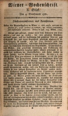 Die Wiener Wochenschrift Samstag 4. August 1781