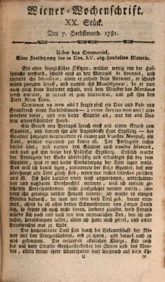 Die Wiener Wochenschrift Freitag 7. September 1781