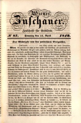 Wiener Zuschauer Sonntag 15. April 1849