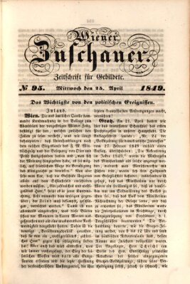 Wiener Zuschauer Mittwoch 25. April 1849