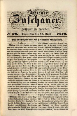 Wiener Zuschauer Donnerstag 26. April 1849