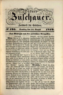 Wiener Zuschauer Samstag 25. August 1849