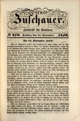 Wiener Zuschauer Samstag 15. September 1849