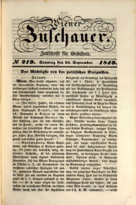 Wiener Zuschauer Sonntag 23. September 1849
