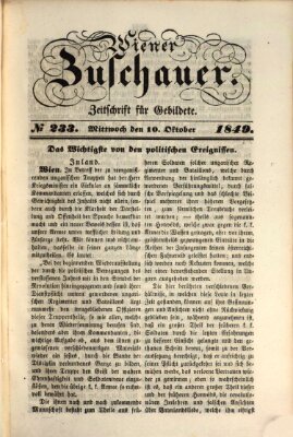 Wiener Zuschauer Mittwoch 10. Oktober 1849