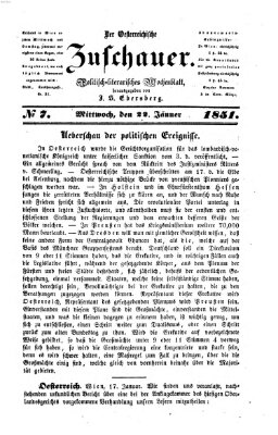 Österreichischer Zuschauer (Wiener Zuschauer) Mittwoch 22. Januar 1851