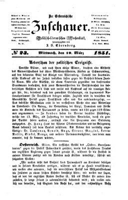 Österreichischer Zuschauer (Wiener Zuschauer) Mittwoch 19. März 1851