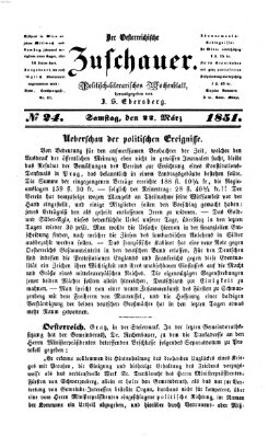 Österreichischer Zuschauer (Wiener Zuschauer) Samstag 22. März 1851