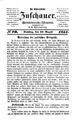 Österreichischer Zuschauer (Wiener Zuschauer) Samstag 30. August 1851