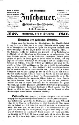 Österreichischer Zuschauer (Wiener Zuschauer) Mittwoch 3. Dezember 1851