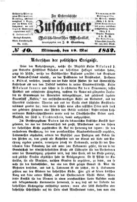 Österreichischer Zuschauer (Wiener Zuschauer) Mittwoch 19. Mai 1852