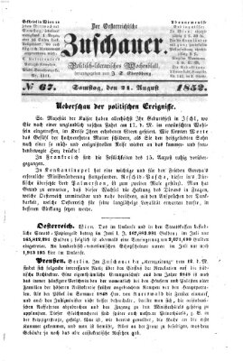 Österreichischer Zuschauer (Wiener Zuschauer) Samstag 21. August 1852