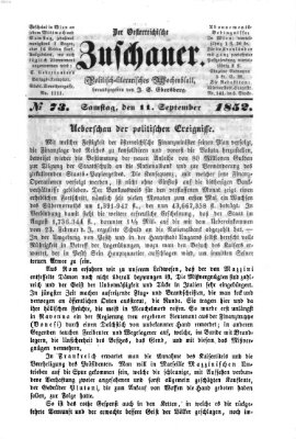 Österreichischer Zuschauer (Wiener Zuschauer) Samstag 11. September 1852