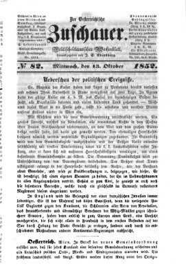 Österreichischer Zuschauer (Wiener Zuschauer) Mittwoch 13. Oktober 1852