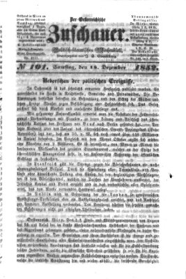 Österreichischer Zuschauer (Wiener Zuschauer) Samstag 18. Dezember 1852