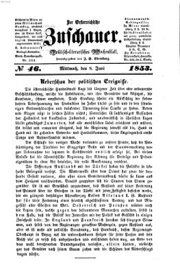 Österreichischer Zuschauer (Wiener Zuschauer) Mittwoch 8. Juni 1853