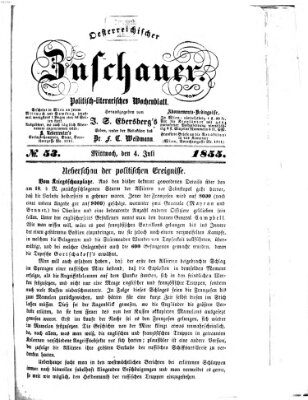 Österreichischer Zuschauer (Wiener Zuschauer) Mittwoch 4. Juli 1855