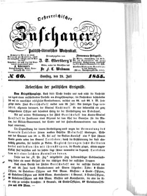 Österreichischer Zuschauer (Wiener Zuschauer) Samstag 28. Juli 1855