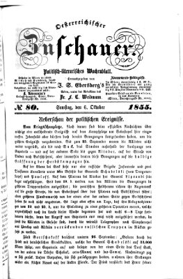 Österreichischer Zuschauer (Wiener Zuschauer) Samstag 6. Oktober 1855