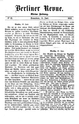 Berliner Revue Samstag 18. Juni 1859