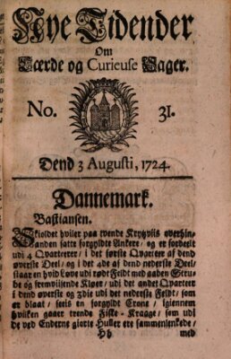 Nye tidender om laerde og curieuse sager Donnerstag 3. August 1724